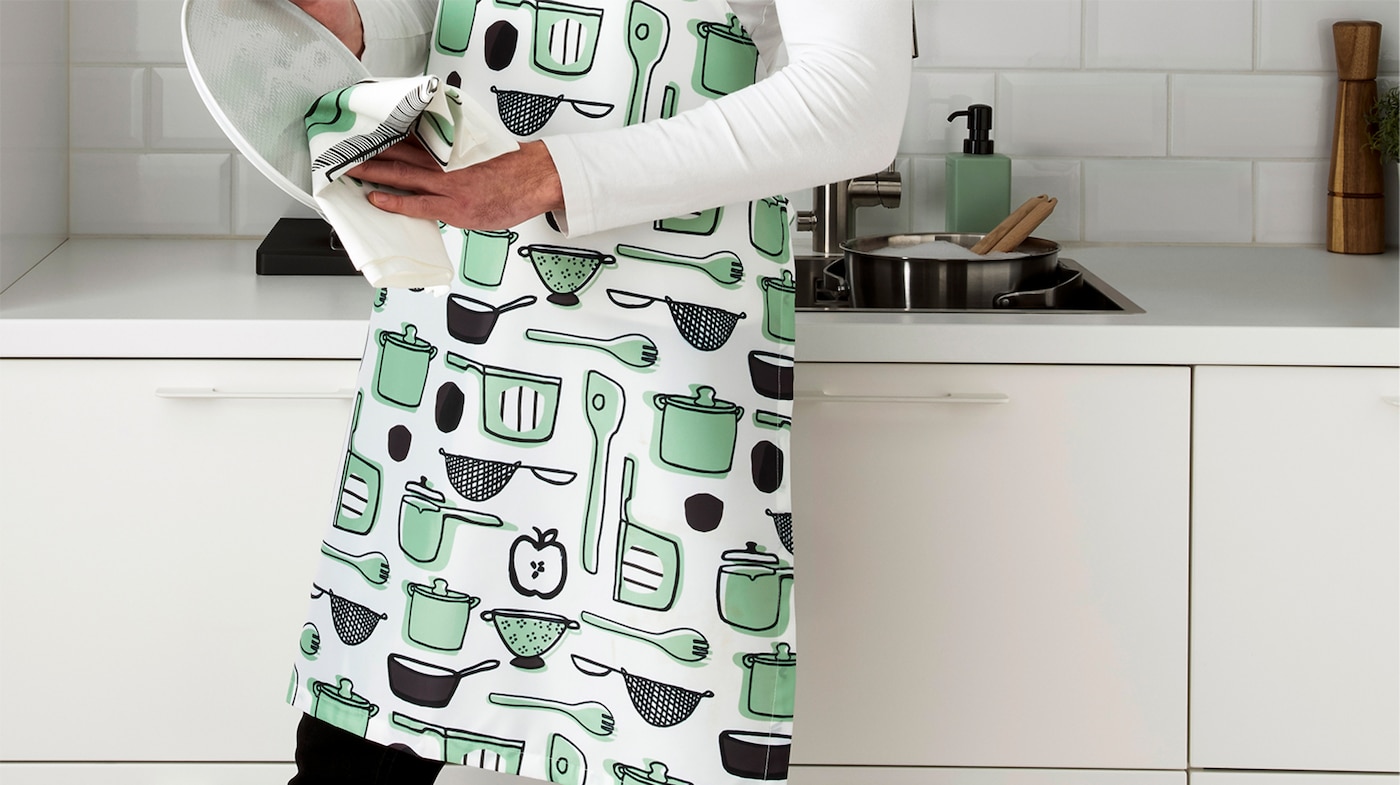 NEU IKEA SILVERPOPPEL DunkelTürkis Blatt Grün Schürze Kochschürze Küche