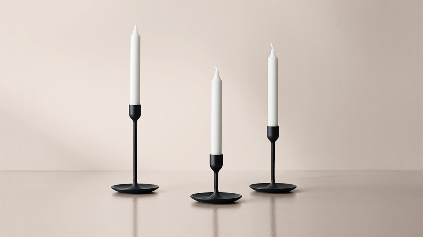 IKEA Forunderlig Block Candle Holder Black 8" NEW