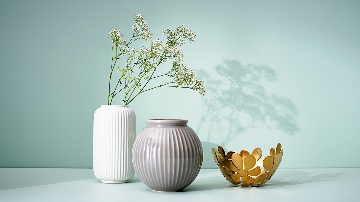 Ceramic Cylinder Flower Vase Home Decor Ornament Glazed Bottle Blue Gift 18cm UK 