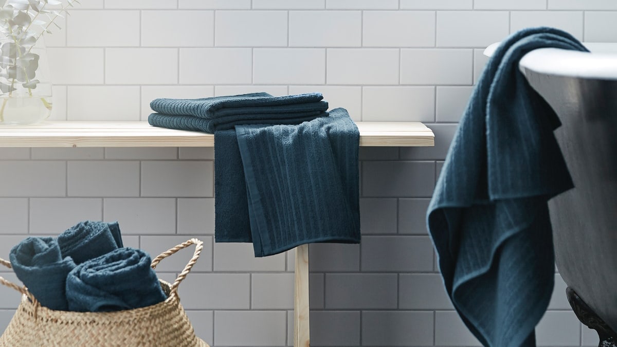 VÅGSJÖN toalla de baño, gris turquesa, 100x150 cm - IKEA