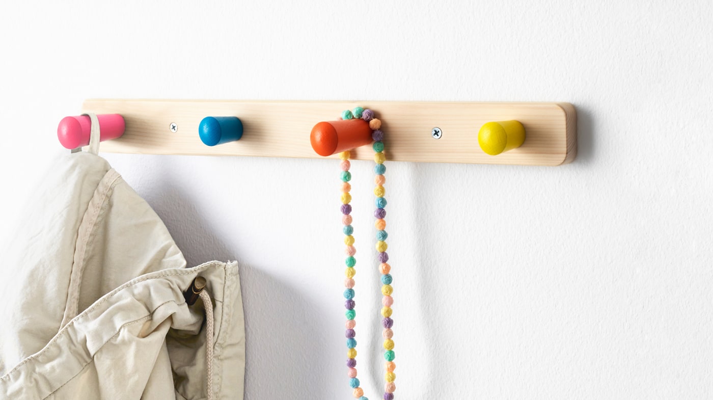 IKEA 5-pk Wall Knob Hangers LOSJON Hooks Kids Bath Organiser Assorted Colors