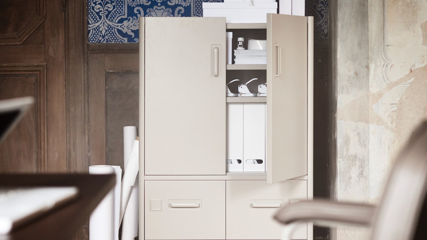IDÅSEN Caisson tiroirs av verrou connecté, beige, 42x61 cm - IKEA
