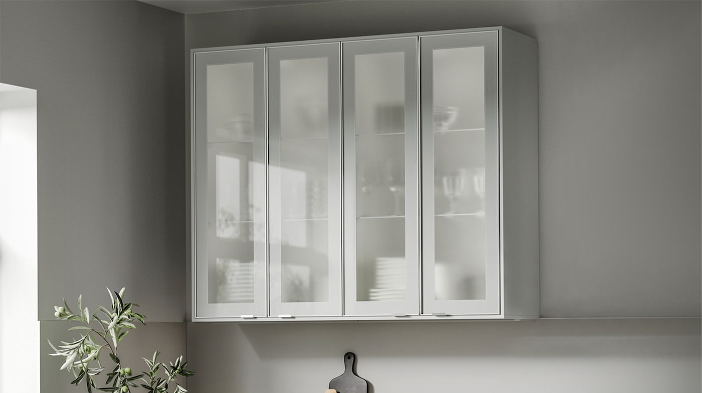 SEKTION Wall cabinet with 2 glass doors, white/Hejsta white clear glass,  30x15x30 - IKEA